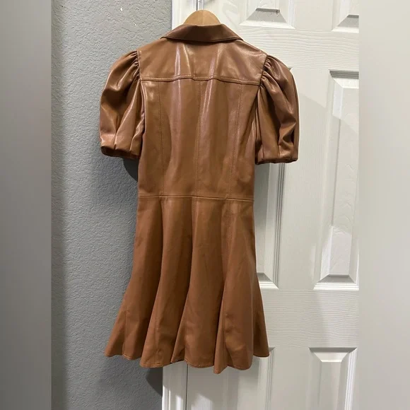Alice + Olivia brown vegan leather mini dress size 0 - Picture 8 of 8